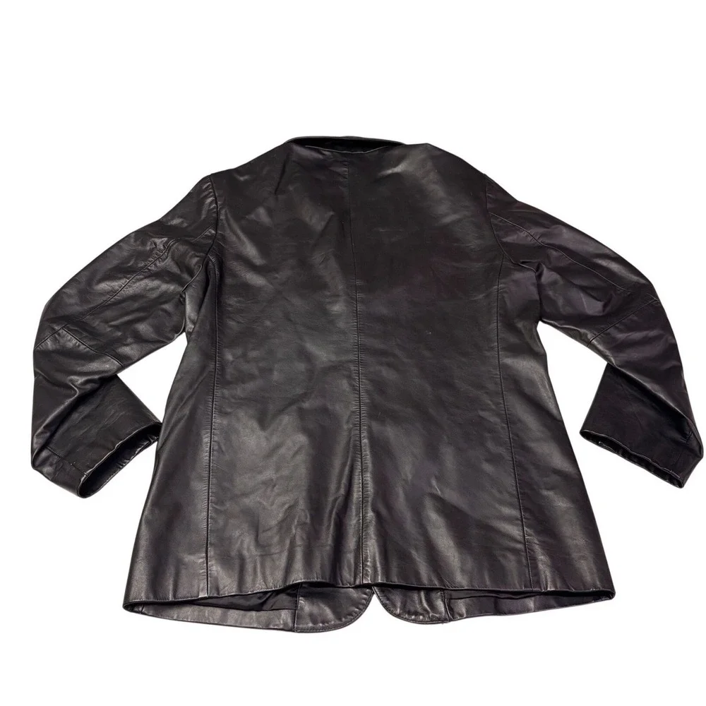 GAP Mens Genuine Leather Blazer Jacket Black Size M Button Up Style 77502400 Y2K